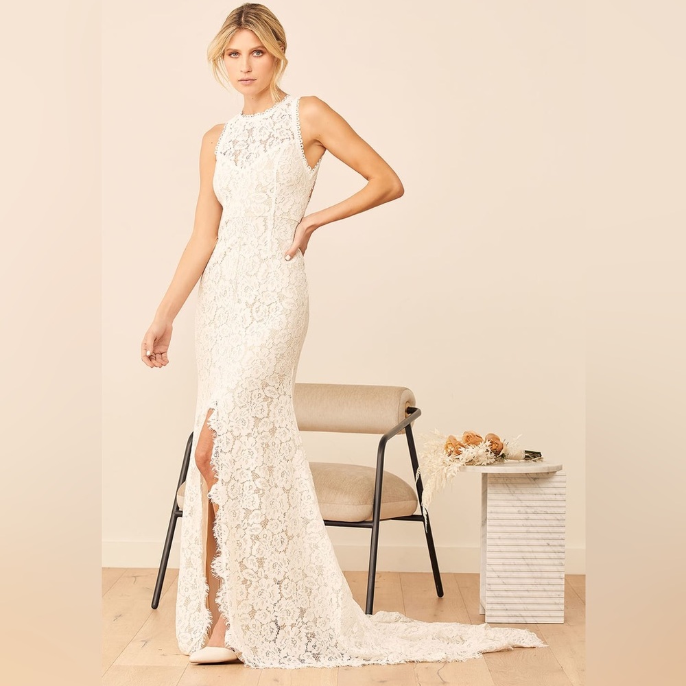 NWT Lulu’s Love Everlasting White Floral Lace Mermaid Maxi Dress